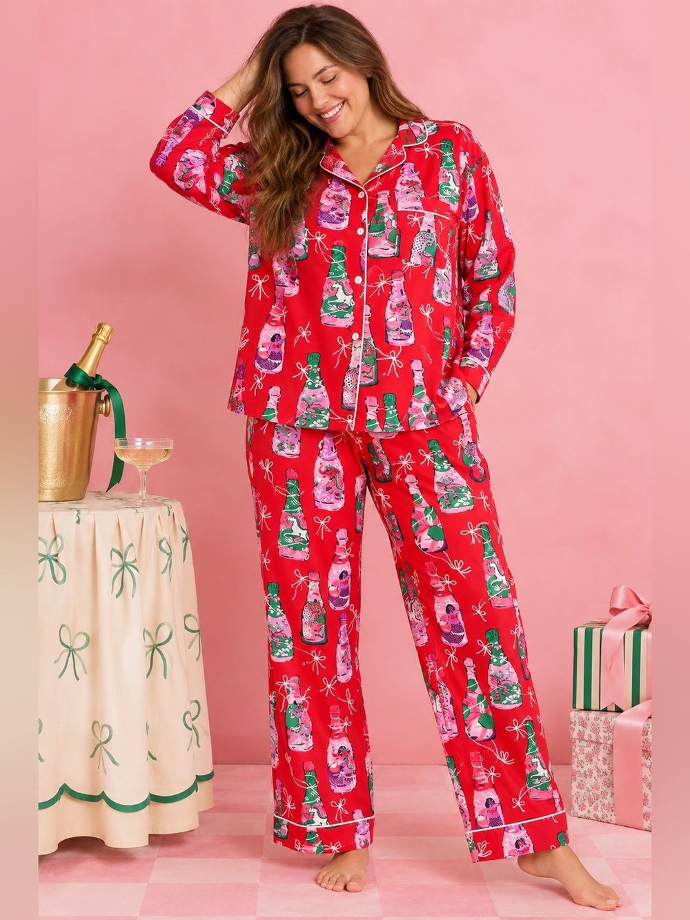 Printfresh Pajama Set 2X Red Champagne Mermaid Leopard Unicorn Elephant NWT
